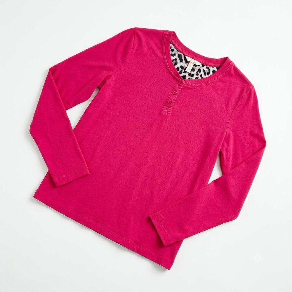 SOMA Stretchy Jersey Knit Henley Pajama Top Red Sleepwear Lounge Womens Small